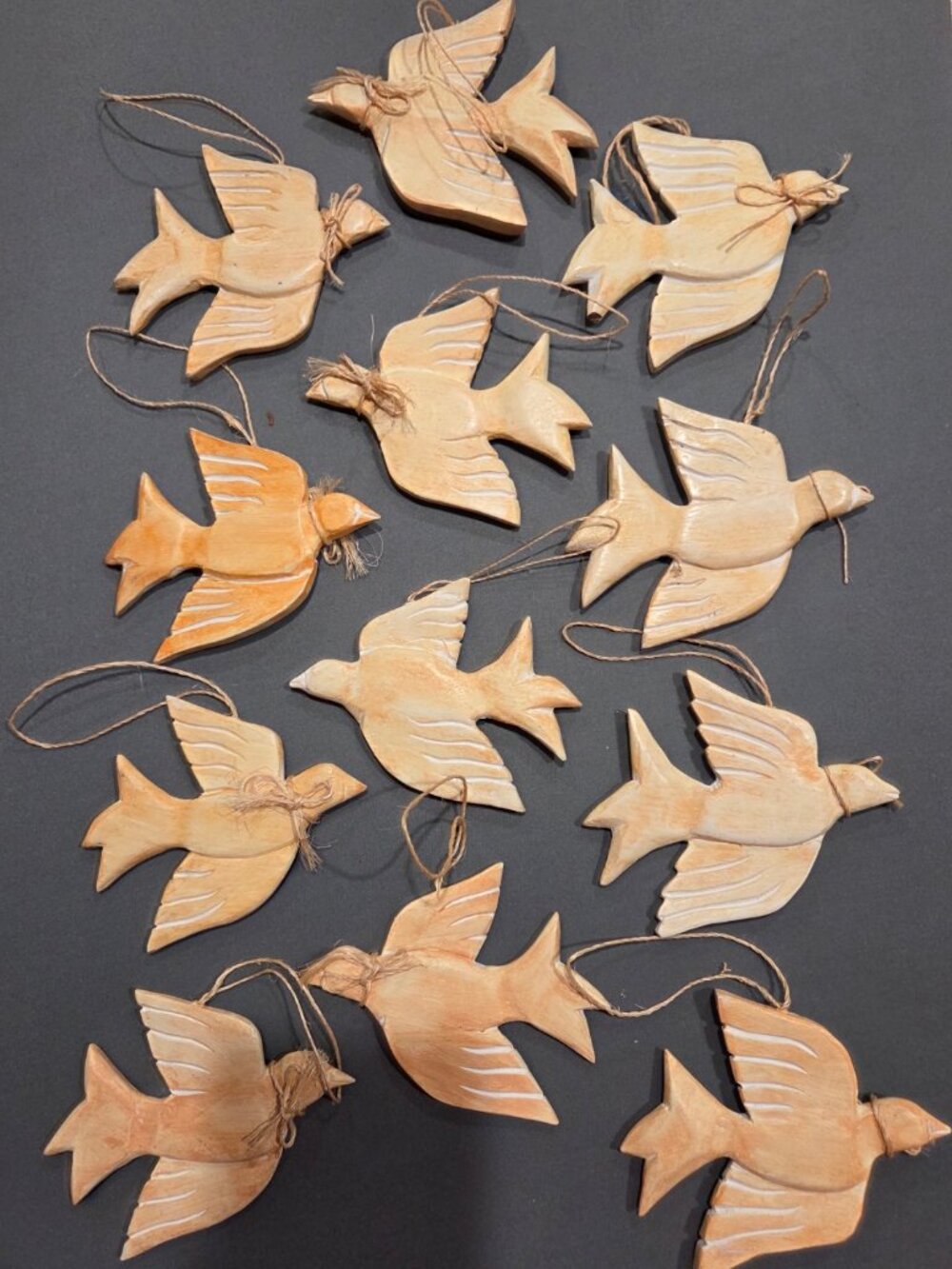 Vintage Wood Peace Dove Tree Ornaments